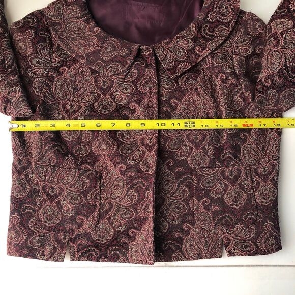 paisley Crop Jacket 3/4 Sleeve Snap Button Pockets Size Small? - Picture 3 of 10